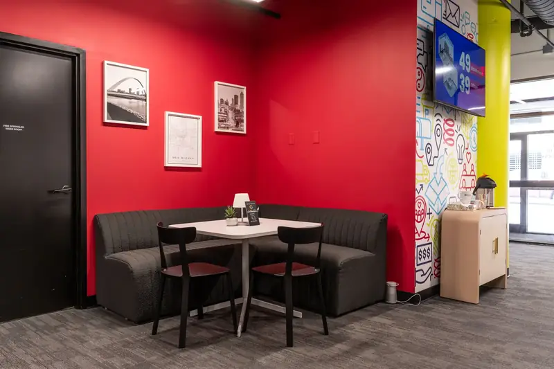 Coworking booths at Elevator Des Moines