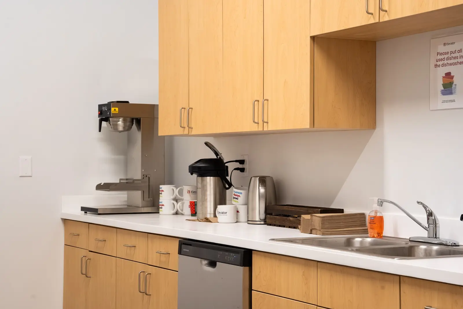 Kitchen and break room at Elevator Kansas City