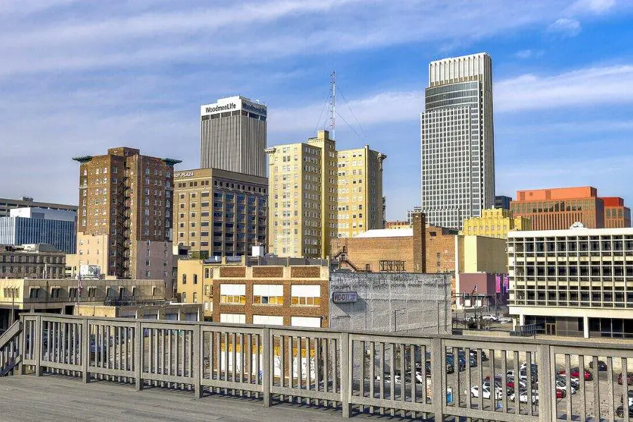 Downtown Omaha skyline from the Elevator rooftop