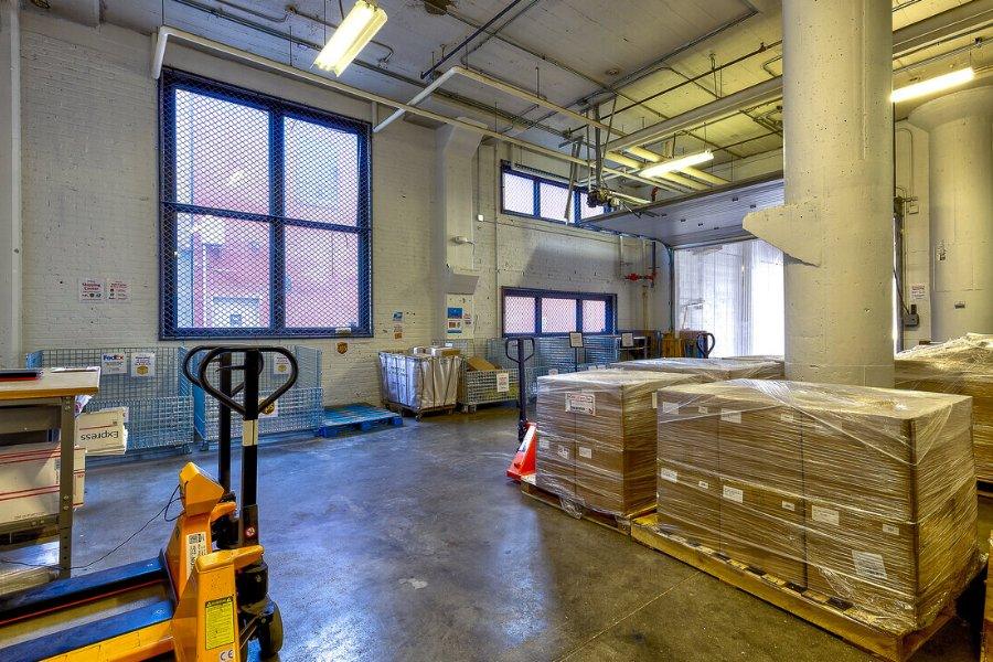 Warehouse floor with a pallet jack at Elevator Omaha