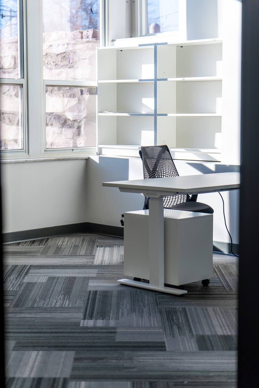 Bright corner office with built-ins, St. Louis